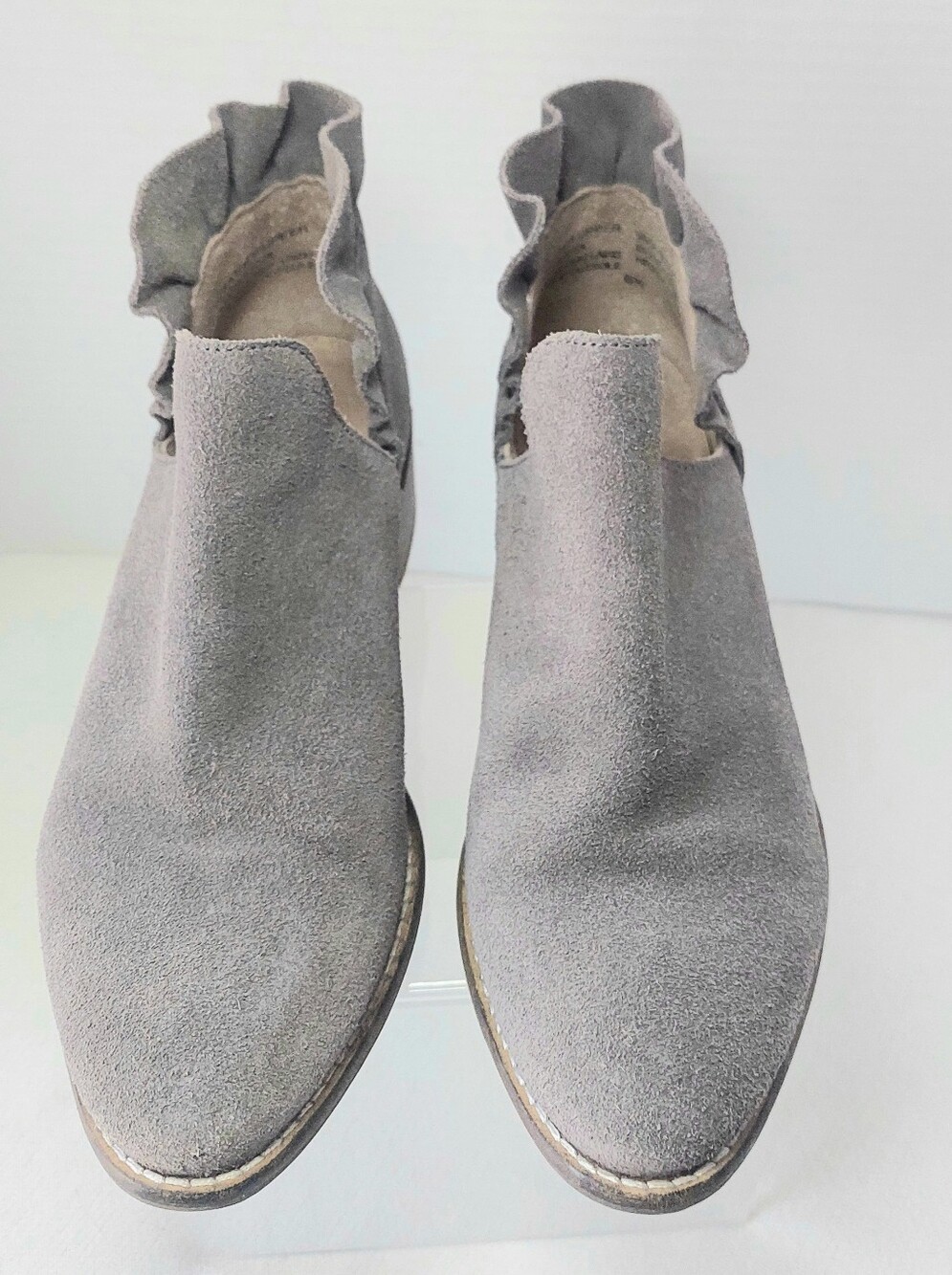 Seychelles Grey Suede Ruffle Ankle Booties